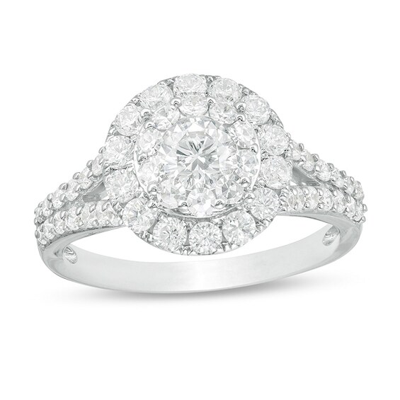 Previously Owned - 1-1/2 CT. T.w. Diamond Double Frame Engagement Ring in 14K White Gold