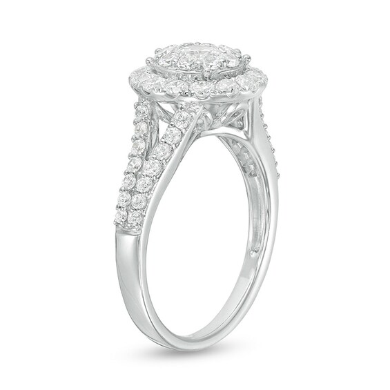 Previously Owned - 1-1/2 CT. T.w. Diamond Double Frame Engagement Ring in 14K White Gold