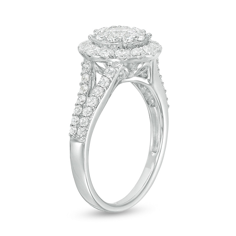 Main Image 3 of Previously Owned - 1-1/2 CT. T.W. Diamond Double Frame Engagement Ring in 14K White Gold