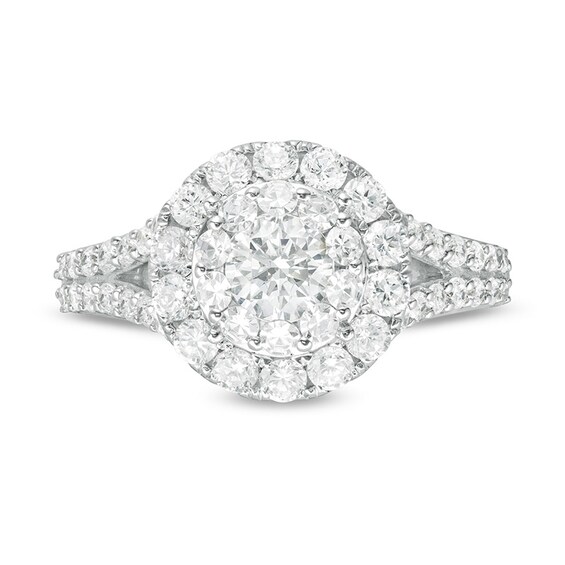 Previously Owned - 1-1/2 CT. T.w. Diamond Double Frame Engagement Ring in 14K White Gold