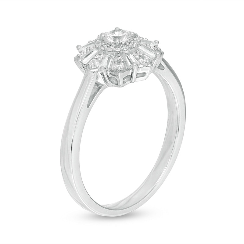 Main Image 2 of Previously Owned - 1/2 CT. T.W. Diamond Starburst Frame Engagement Ring in 10K White Gold