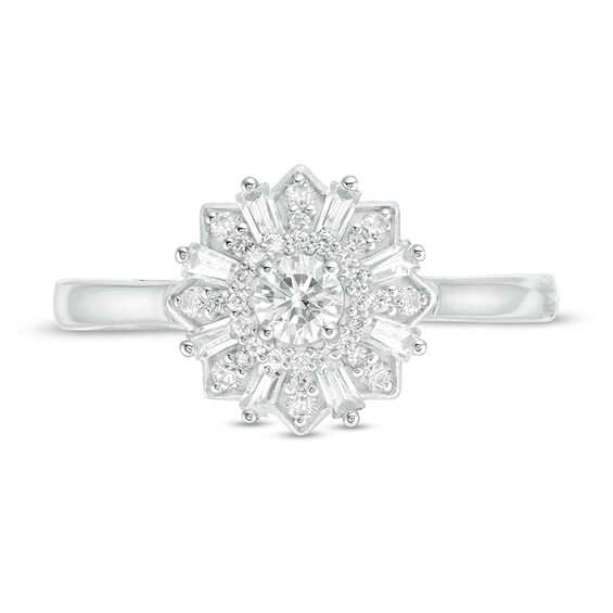 Previously Owned - 1/2 CT. T.w. Diamond Starburst Frame Engagement Ring in 10K White Gold