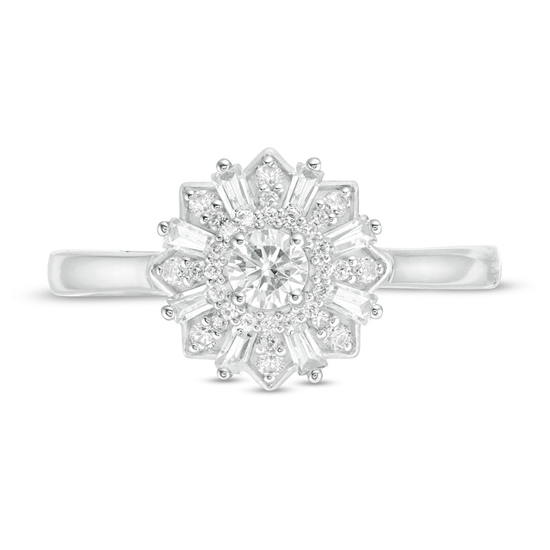 Main Image 3 of Previously Owned - 1/2 CT. T.W. Diamond Starburst Frame Engagement Ring in 10K White Gold