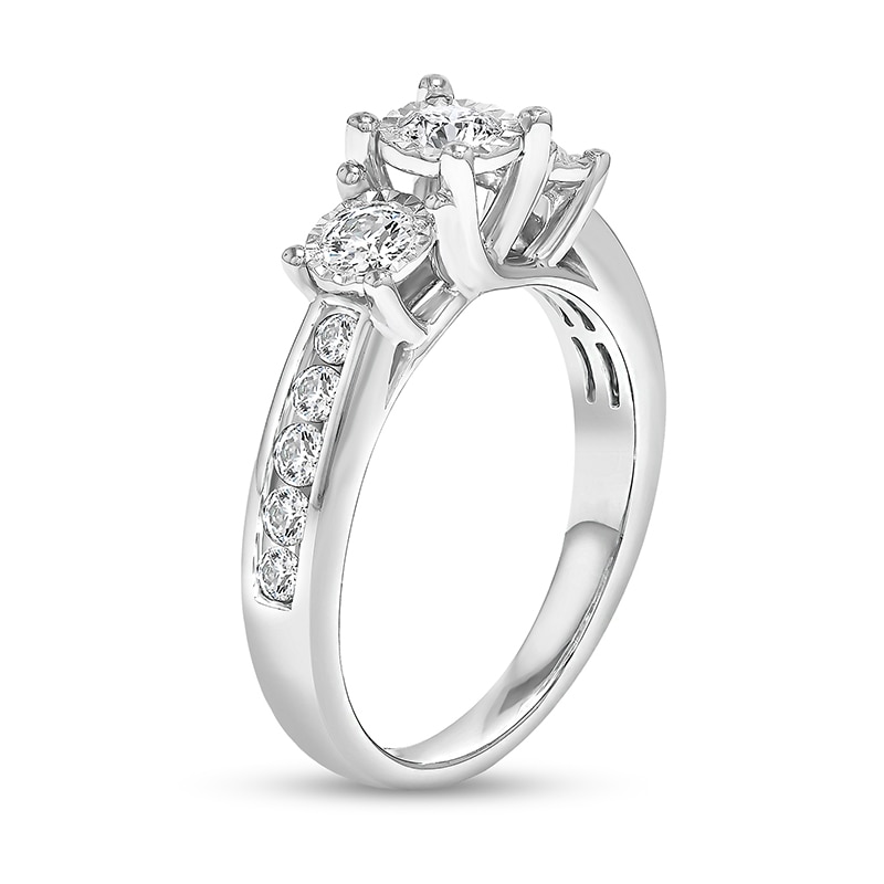 Main Image 2 of Previously Owned - 1 CT. T.W. Diamond Three Stone Engagement Ring in 10K White Gold