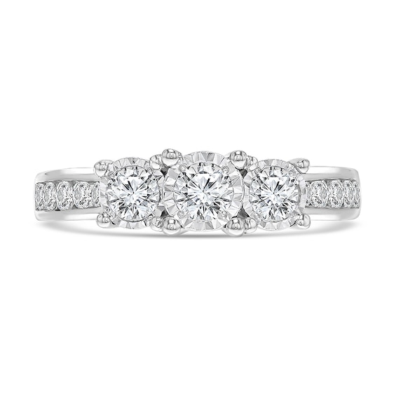 Previously Owned - 1 CT. T.w. Diamond Three Stone Engagement Ring in 10K White Gold