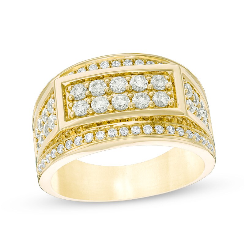 Main Image 1 of Previously Owned - Men's 1-1/2 CT. T.W. Composite Diamond Rectangle Top Ring in 10K Gold