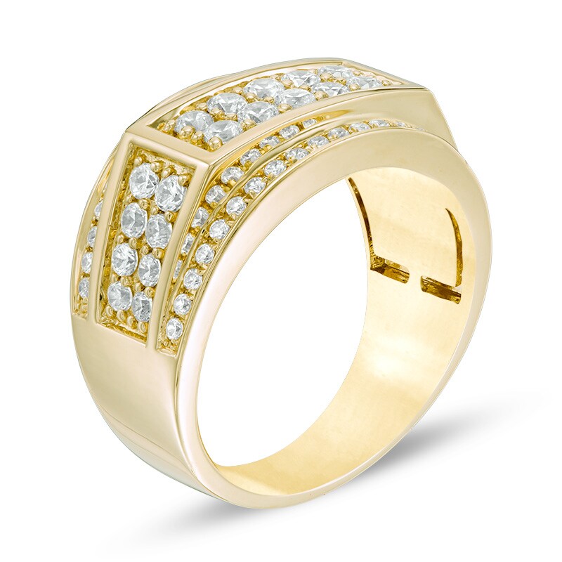 Main Image 2 of Previously Owned - Men's 1-1/2 CT. T.W. Composite Diamond Rectangle Top Ring in 10K Gold