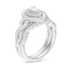 Thumbnail Image 3 of Previously Owned - 1 CT. T.W. Pear-Shaped Diamond Double Frame Twist Shank Bridal Set in 14K White Gold