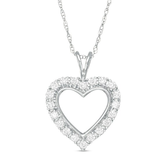 Previously Owned - 1/4 CT. T.w. Diamond Heart Outline Pendant in 10K White Gold