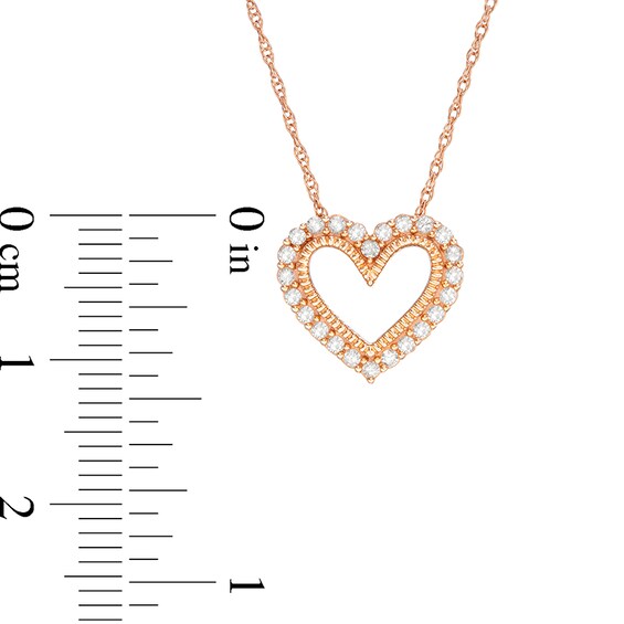 Previously Owned - 1/5 CT. T.w. Diamond Heart Outline Pendant in 10K Rose Gold