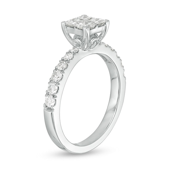 Previously Owned - 1 CT. T.w. Quad Princess-Cut Diamond Engagement Ring in 14K White Gold