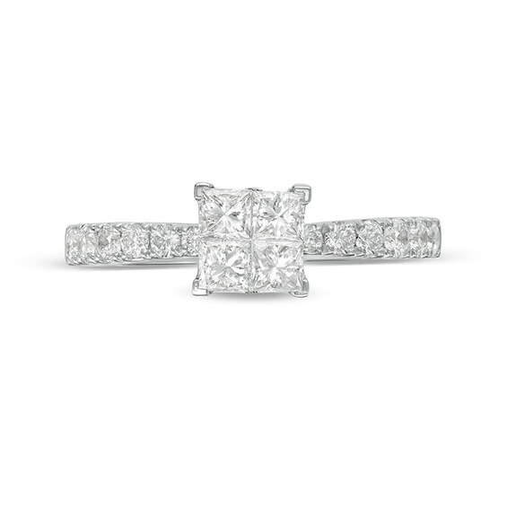Previously Owned - 1 CT. T.w. Quad Princess-Cut Diamond Engagement Ring in 14K White Gold