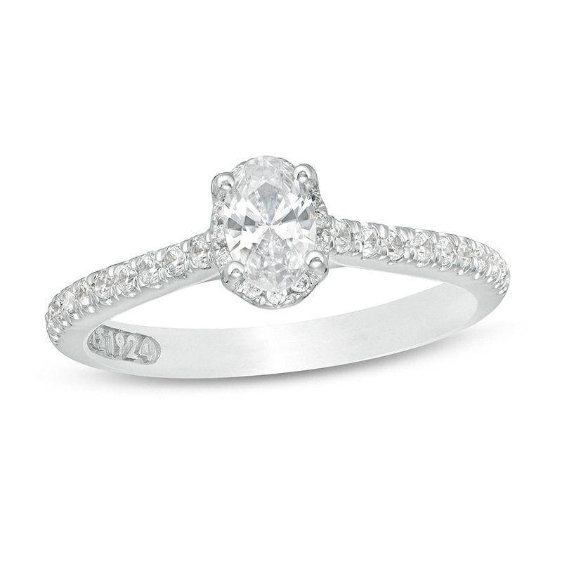Main Image 1 of Previously Owned - Zales Private Collection 5/8 CT. T.W.  Oval Diamond Engagement Ring in 14K White Gold (F/SI2)