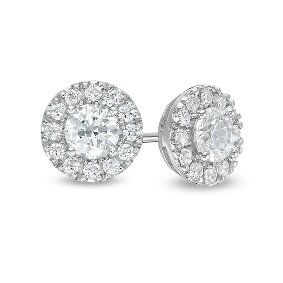 Previously Owned - 3/4 CT. T.w. Diamond Frame Stud Earrings in 14K White Gold (I/I2)