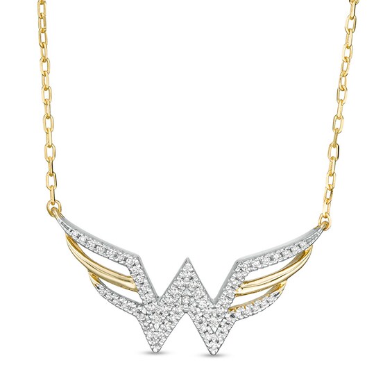 Previously Owned - Wonder Woman™ Collection 1/8 CT. T.w. Diamond Symbol Necklace in 10K Gold
