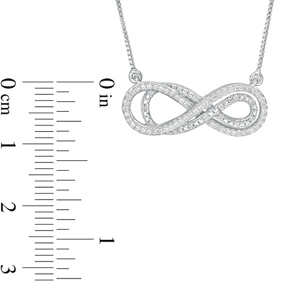 Previously Owned - 1/4 CT. T.w. Diamond Sideways Layered Infinity Necklace in Sterling Silver