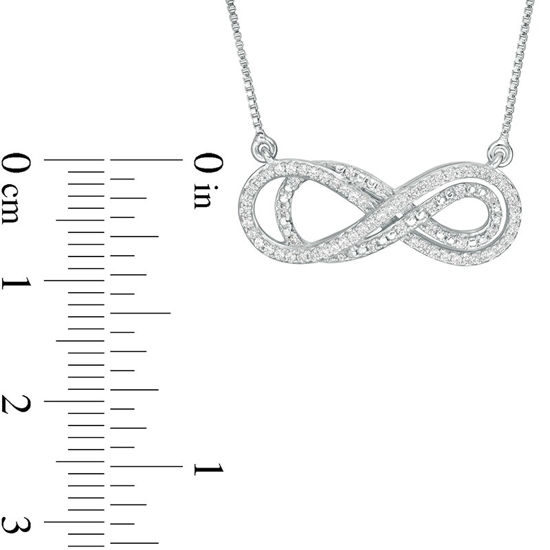 Main Image 3 of Previously Owned - 1/4 CT. T.W. Diamond Sideways Layered Infinity Necklace in Sterling Silver