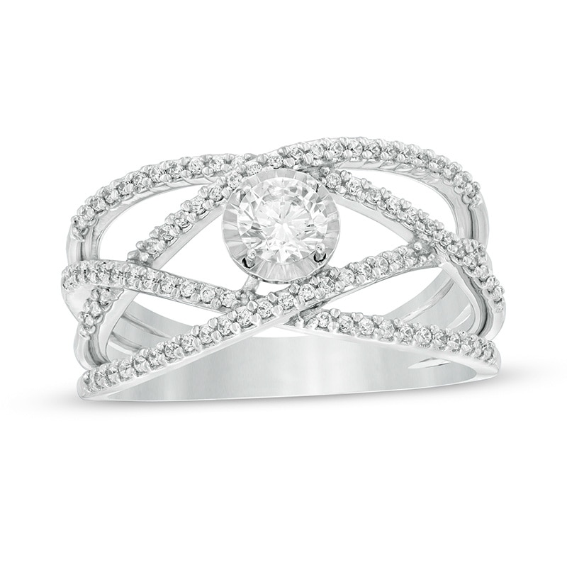 Main Image 1 of Previously Owned - Diamonds Amplified 5/8 CT. T.W. Diamond Orbit Ring in 10K White Gold