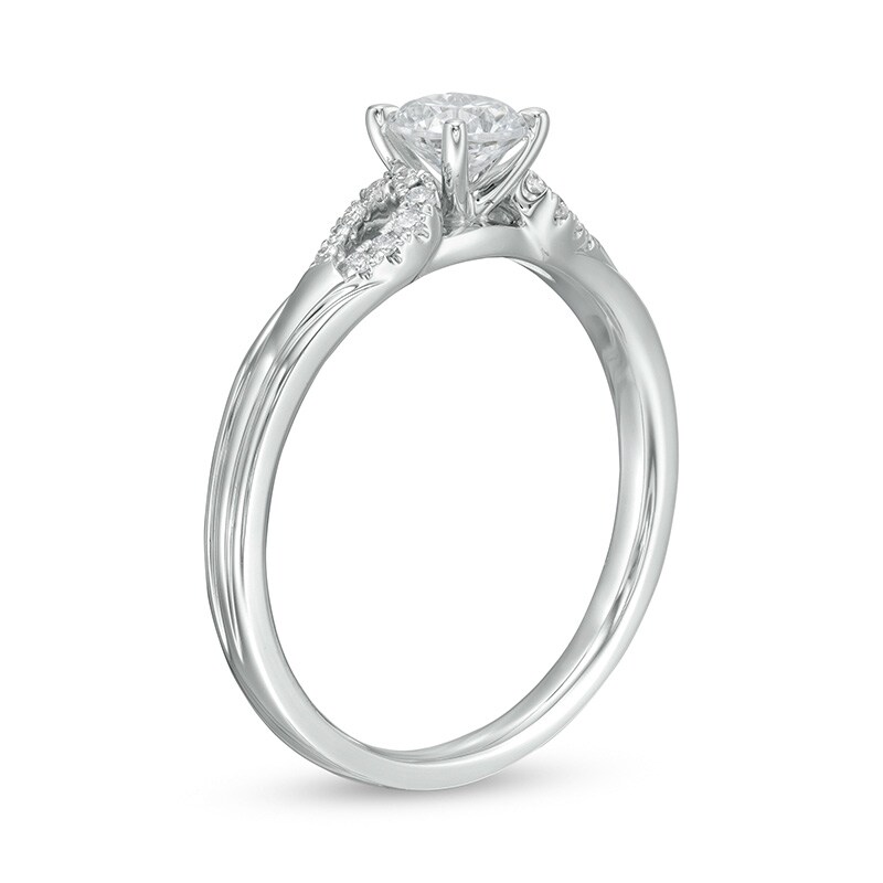 Main Image 3 of Previously Owned - 1/2 CT. TW. Diamond Open Loop Shank Engagement Ring in 14K White Gold (I/I2)