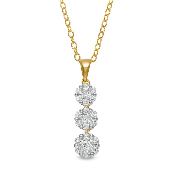 Previously Owned - 1/2 CT. T.w. Diamond Graduated Three Stone Flower Pendant in 10K Gold
