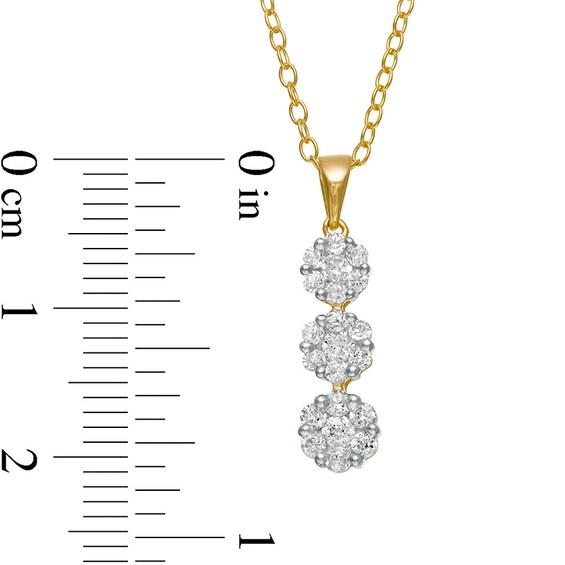 Previously Owned - 1/2 CT. T.w. Diamond Graduated Three Stone Flower Pendant in 10K Gold