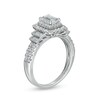 Thumbnail Image 3 of Previously Owned - 1-1/5 CT. T.W. Emerald-Cut Diamond Frame Vintage-Style Tiered Shank Engagement Ring in 14K White Gold
