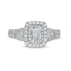 Thumbnail Image 4 of Previously Owned - 1-1/5 CT. T.W. Emerald-Cut Diamond Frame Vintage-Style Tiered Shank Engagement Ring in 14K White Gold
