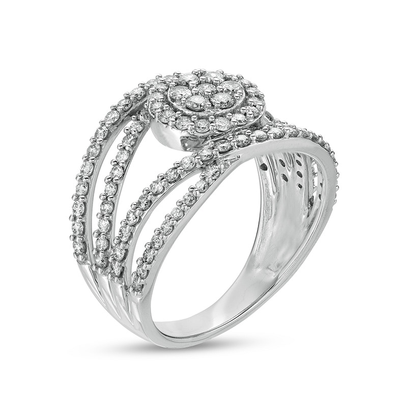 Main Image 3 of Previously Owned - 1 CT. T.W. Multi-Diamond Crossover Ring in 10K White Gold