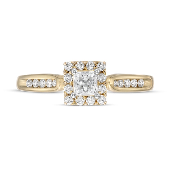 Previously Owned - 1/2 CT. T.w. Princess-Cut Diamond Frame Engagement Ring in 14K Gold