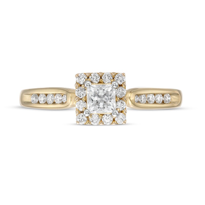 Main Image 4 of Previously Owned - 1/2 CT. T.W. Princess-Cut Diamond Frame Engagement Ring in 14K Gold