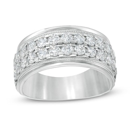 Previously Owned - 2 CT. T.W. Diamond Raised Double Row Anniversary Band in 10K White Gold