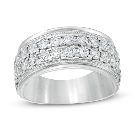 Previously Owned - 2 CT. T.w. Diamond Raised Double Row Anniversary Band in 10K White Gold
