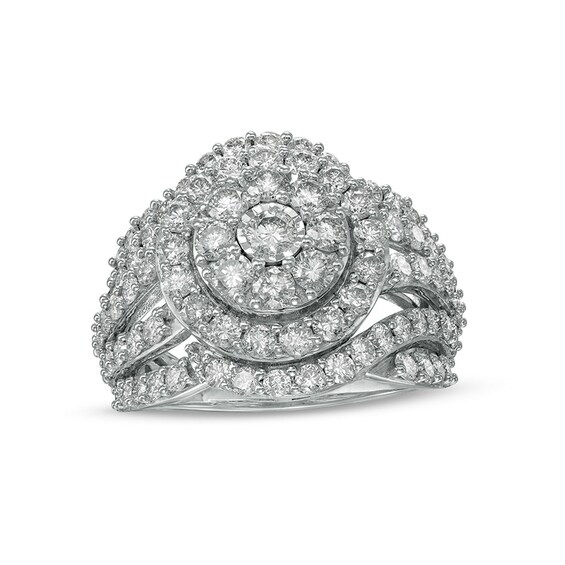 Previously Owned - 3 CT. T.w. Composite Diamond Multi-Row Ring in 10K White Gold