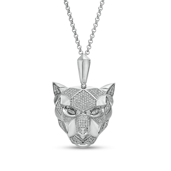 Previously Owned - Men's 1 CT. T.w. Diamond Geometrical Panther Pendant in 10K White Gold - 22"