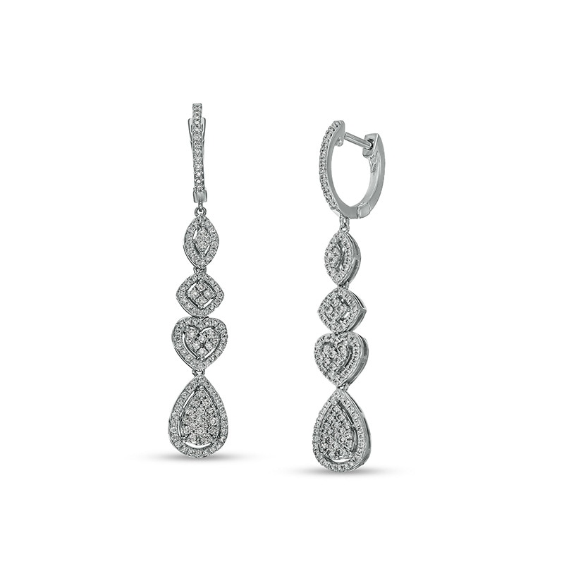 Main Image 1 of Previously Owned - Marilyn Monroe™ Collection 1 CT. T.W. Diamond Multi-Shape Drop Earrings in 10K White Gold