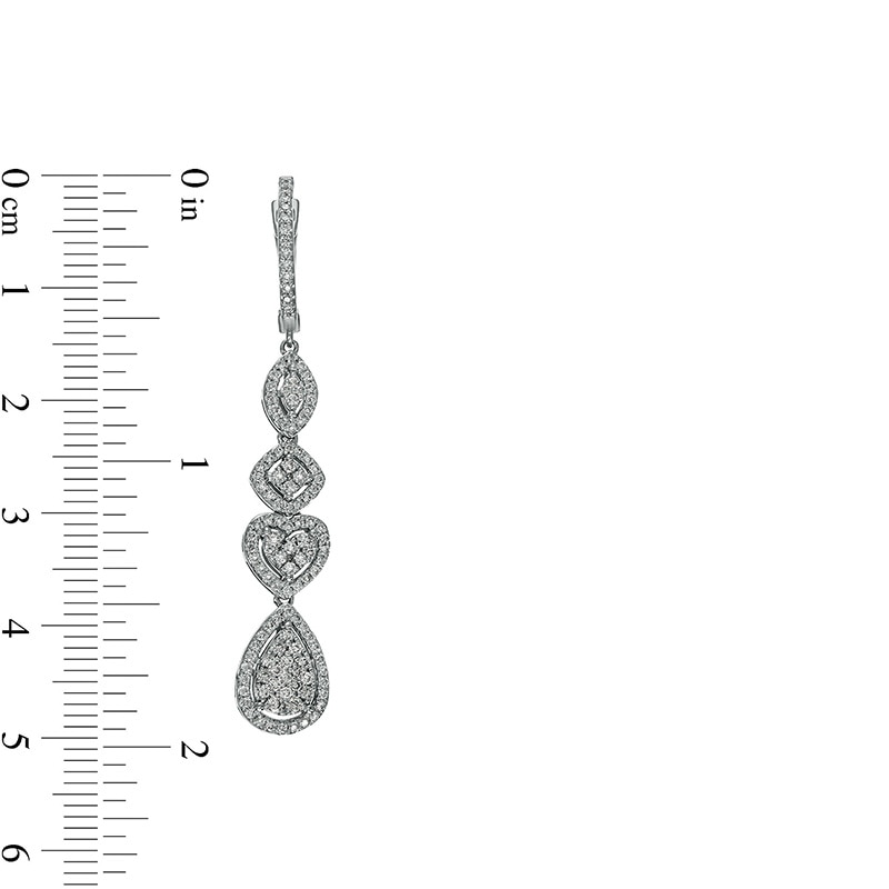 Main Image 2 of Previously Owned - Marilyn Monroe™ Collection 1 CT. T.W. Diamond Multi-Shape Drop Earrings in 10K White Gold
