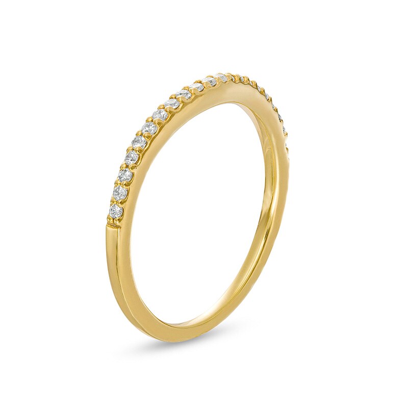 Main Image 3 of Previously Owned - 1/8 CT. T.W. Diamond Contour Wedding Band in 14K Gold