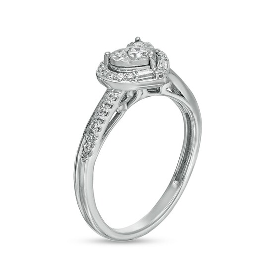 Previously Owned - 1/5 CT. T.w. Heart-Shaped Multi-Diamond Frame Ring in 10K White Gold