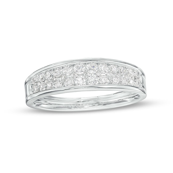 Previously Owned - 1/2 CT. T.w. Diamond Double Row Anniversary Band in 14K White Gold