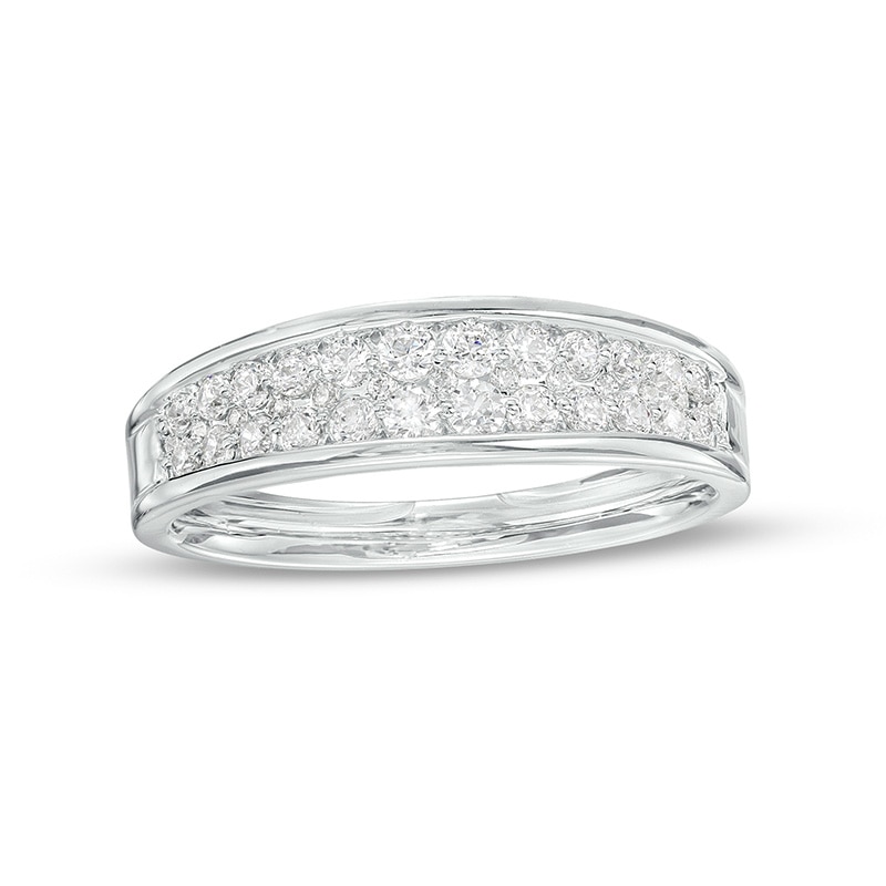 Main Image 1 of Previously Owned - 1/2 CT. T.W. Diamond Double Row Anniversary Band in 14K White Gold
