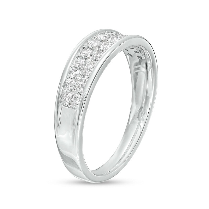 Main Image 3 of Previously Owned - 1/2 CT. T.W. Diamond Double Row Anniversary Band in 14K White Gold