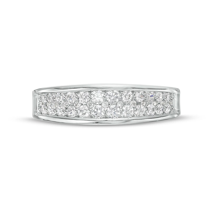 Main Image 4 of Previously Owned - 1/2 CT. T.W. Diamond Double Row Anniversary Band in 14K White Gold