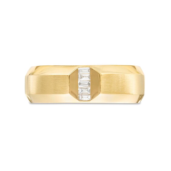 Previously Owned - Vera Wang Men's 1/10 CT. T.w. Baguette Diamond Five Stone Wedding Band in 14K Gold