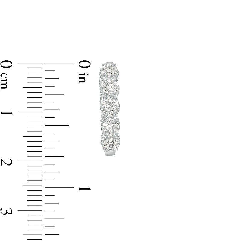 Main Image 3 of Previously Owned - 1 CT. T.W. Multi-Diamond Inside-Out Hoop Earrings in 10K White Gold