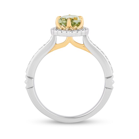 Previously Owned - Enchanted Disney Tiana Green Quartz and 1/3 CT. T.w. Diamond Claw Prong Ring in 14K Two-Tone Gold