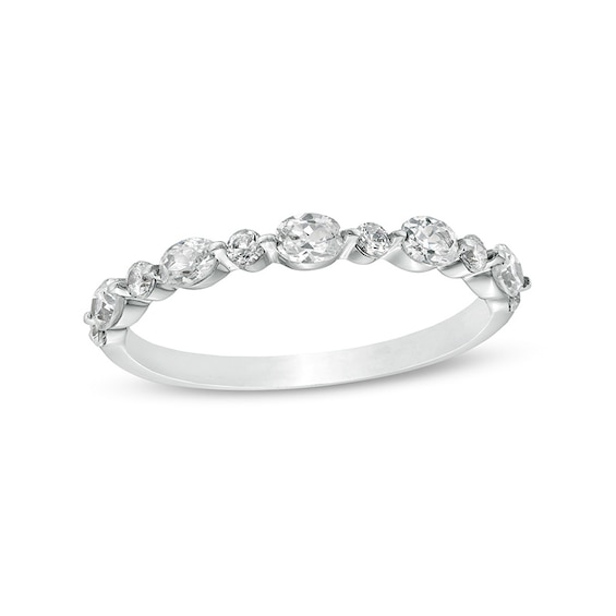 Previously Owned - 5/8 CT. T.w. Oval Diamond Alternating Anniversary Band in 14K White Gold (I/Si2)