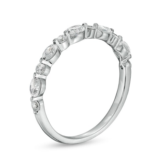 Previously Owned - 5/8 CT. T.w. Oval Diamond Alternating Anniversary Band in 14K White Gold (I/Si2)