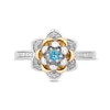 Thumbnail Image 4 of Previously Owned - Enchanted Disney Jasmine Swiss Blue Topaz and Diamond Flower Ring in Sterling Silver and 10K Gold