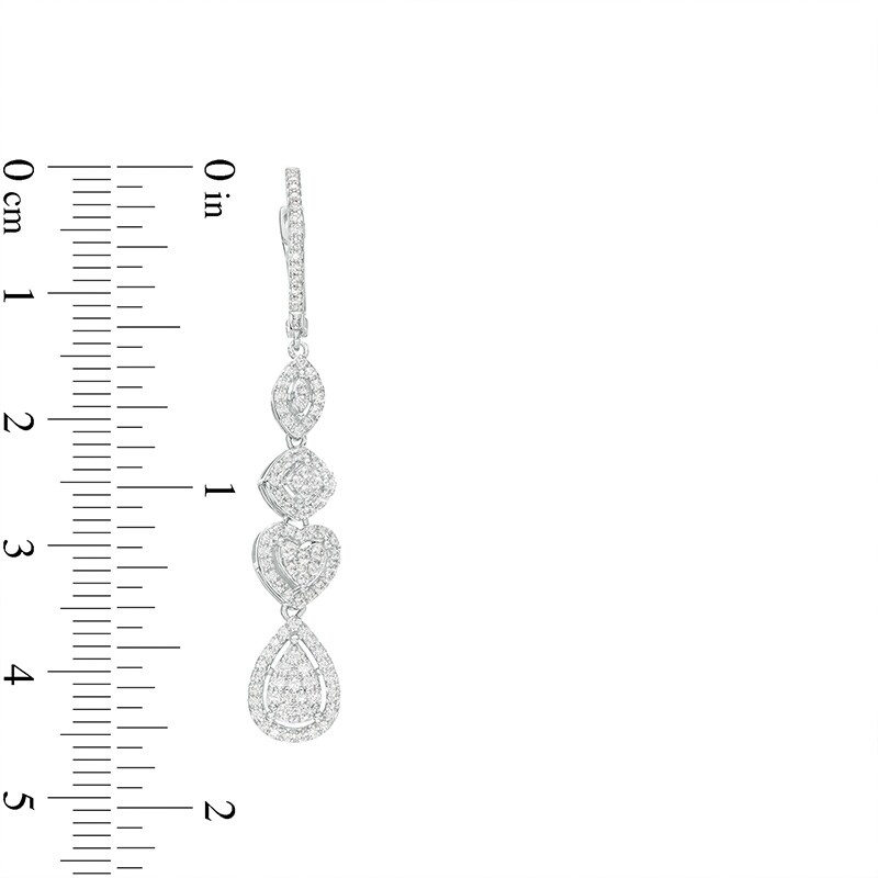 Main Image 3 of Previously Owned - Marilyn Monroe™ Collection 3/4 CT. T.W. Multi-Diamond Frame Linear Drop Earrings in 10K White Gold