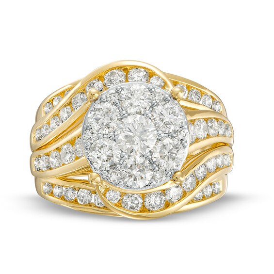 Previously Owned - 3 CT. T.w. Multi-Diamond Bypass Crossover Engagement Ring in 14K Gold (I/I2)